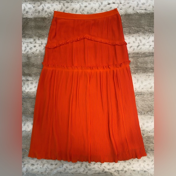 NWOT💝Tory Burch Stella Midi Skirt in Spicy Orange - Picture 6 of 12